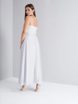 Plus Size Cami Strap Shirred Maxi Dress in Grey