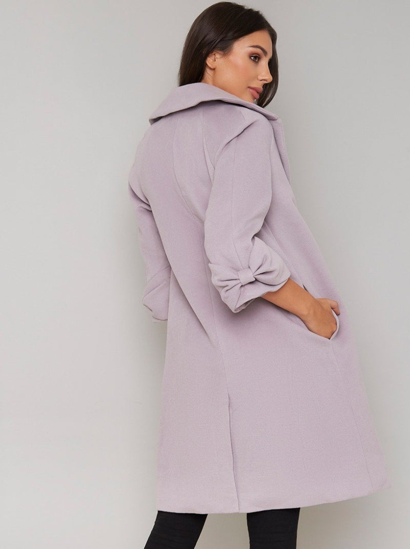 Bow Detail Coat in Purple