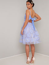 Petite Cami Strap Lace Embroidered Midi Dress in Blue