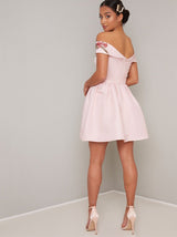 Petite Shoulder Detail Mini Dress in Pink