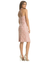 Jacquard Design Halterneck Midi Dress In Pink