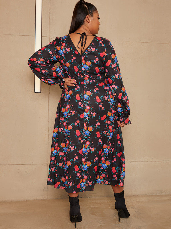 Plus Size Print Wrap Style Bodice Midi Dress in Pink – Chi Chi London US