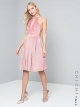 Tall Velveteen Midi Dress in Pink