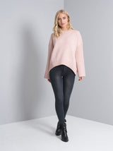 Pearl Embellished Knitted Jumper in Pink