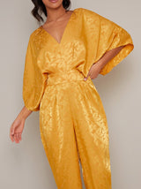 Petite Batwing Straight Leg Jumpsuit in Yellow