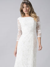 Bridal Embellished Lace Wedding Dress in White