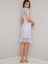Tall Crochet Lace Overlay Midi Dress in Grey