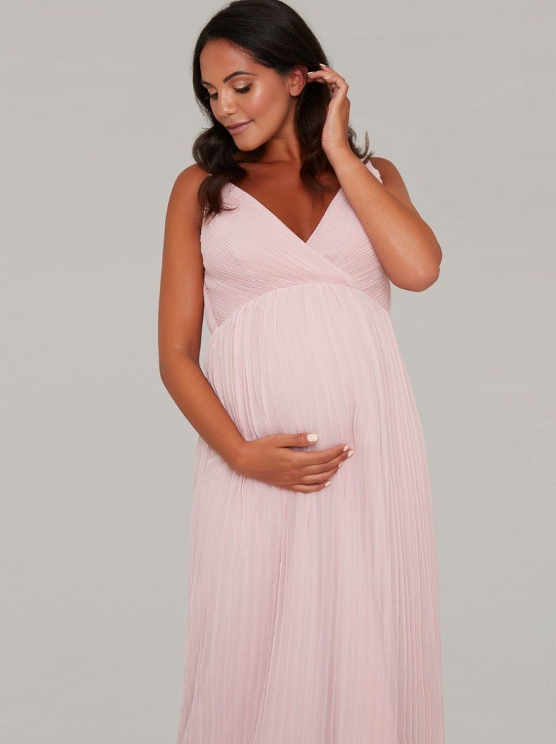 Maternity Cami Strap Maxi Dress in Pink