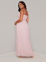Maternity Cami Strap Maxi Dress in Pink