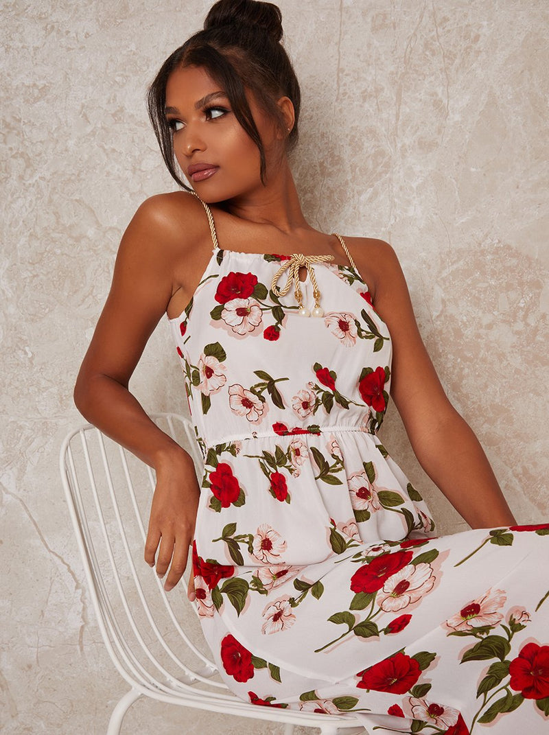 Floral Print Cami Dress in White