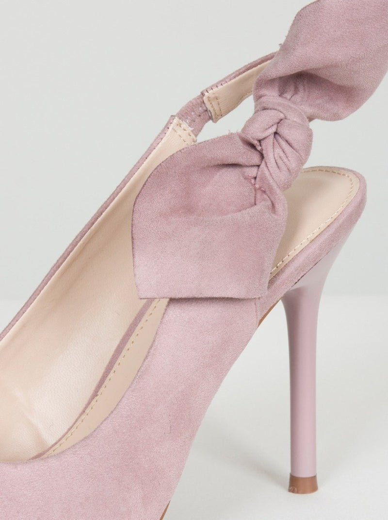 High Heel Bow Slingback Court Shoe in Pink