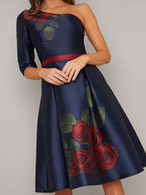 Floral Print Midi Dress in Blue