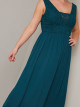 Plus Size Lace Bodice Detail Maxi Dress in Green