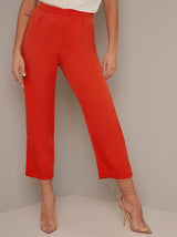 High Waist Crop Trousers in Red