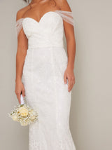 Petite Sweetheart Neckline Lace Bodycon Wedding Dress in White