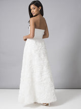 Emboidered Bandaeu Fitted Bridal Dress in White