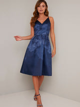 Cami Strap Ombre Floral Print Midi Dress in Blue
