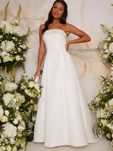 Bridal Bardot Embellished Wedding Dress in White