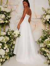 Bridal Bardot Embellished Wedding Dress in White