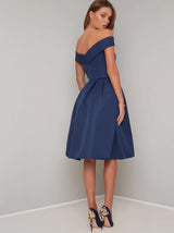 Bardot Plain Midi Dress in Blue