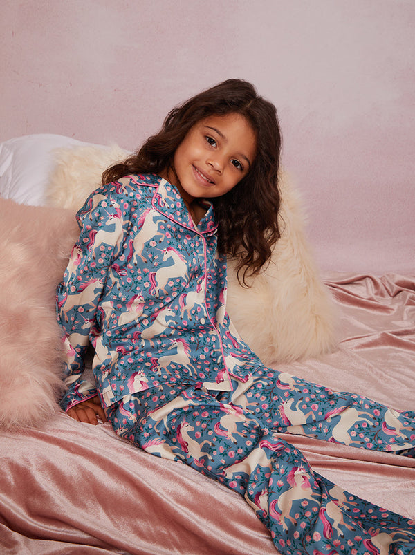 Girls Unicorn Print Pyjamas in Multi