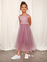 Younger Girls Tulle Midi Dress in Lilac