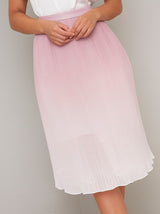 Ombre Pleated Midi Skirt in Light Pink
