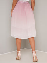 Ombre Pleated Midi Skirt in Light Pink