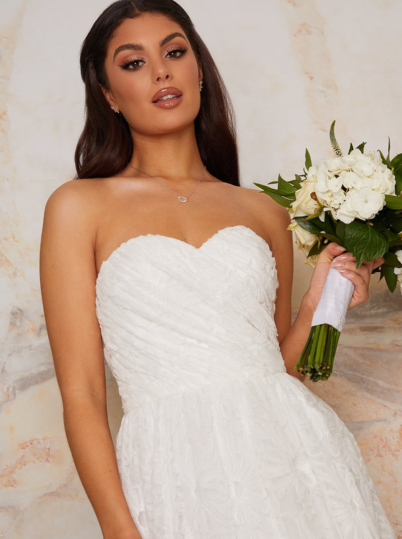 Bridal Bandeau Maxi Tulle Dress in White