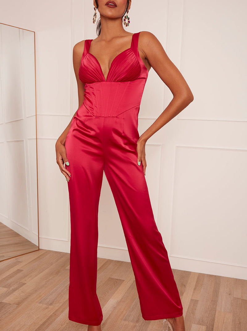 Corset Style Wide Leg Jumpsuit in Pink – Chi Chi London US