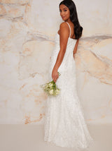 Petite Bridal Embellished Maxi Dress in White