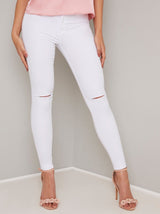 Skinny Rip Jeans in White