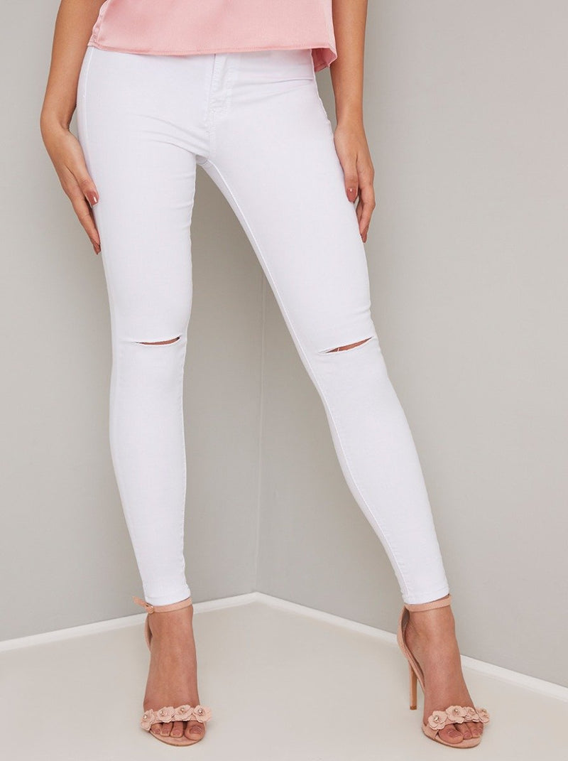 Skinny Rip Jeans in White