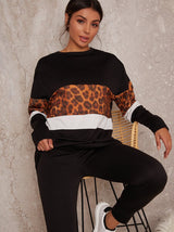 Leopard Loungewear Set with Longline Jumper And Joggers