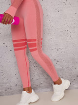 High Rise Eyelet Detail Gym Leggings in Pink