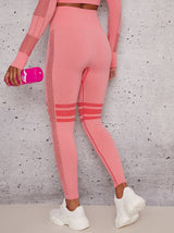 Sports Leggings with Eyelet Design in Pink