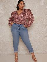 Plus Size Animal Print Top in Pink