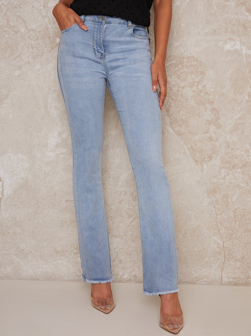 Skinny Fit Jeans with Flared Design in Blue