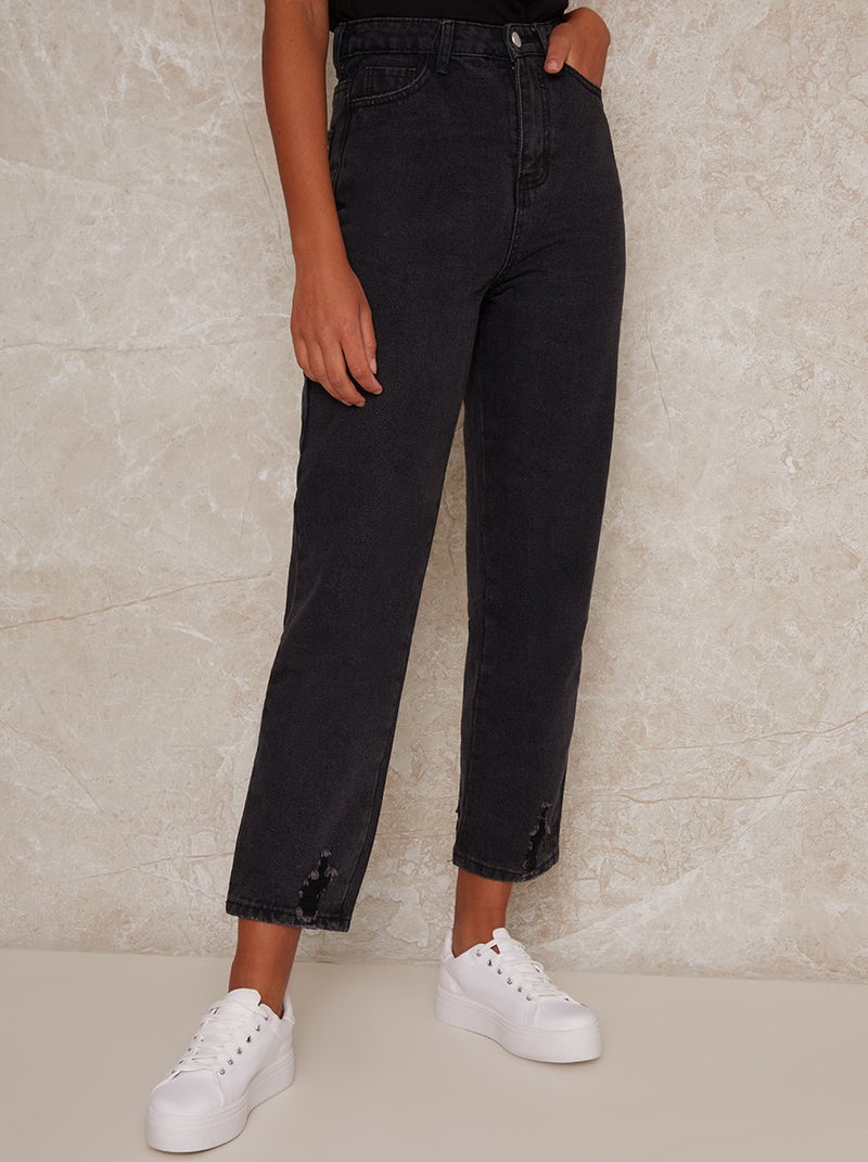 High Rise Mom Jeans in Black