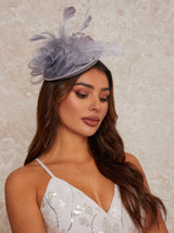 Feather Detail Fascinator in Grey