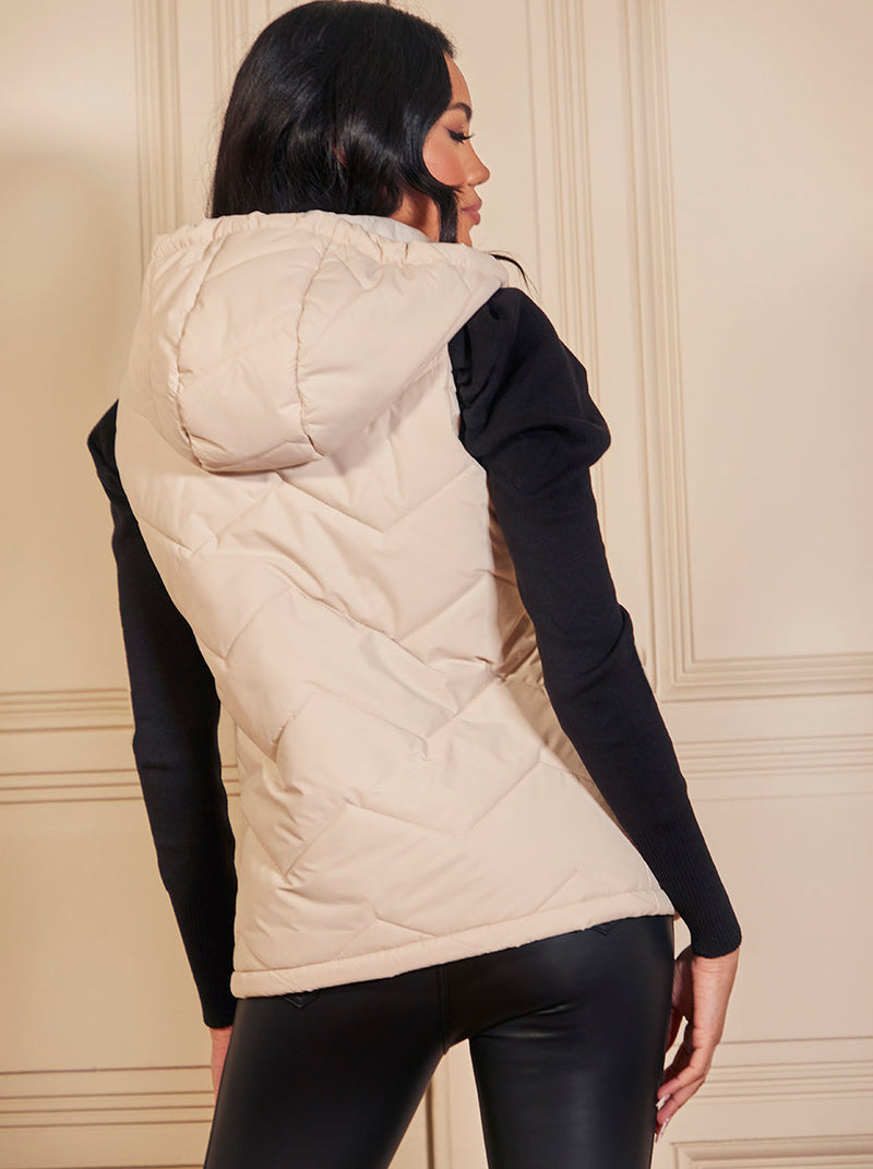 Quilted Puffer Gilet in Cream