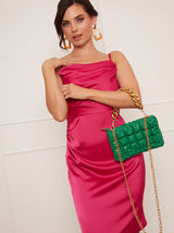 Quilted Chain Detail Shoulder Bag in Green