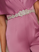 Diamante Belt with Ribbon Finish in Pink