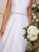 Floral Embellished Satin Ribbon Bridal Belt in White