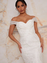 Sweetheart Neckline Lace Bodycon Wedding Dress in White