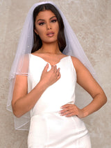 Pearl Embellished Bridal Veil in White