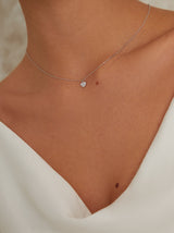 Diamante Mini Heart Necklace In Silver Tone