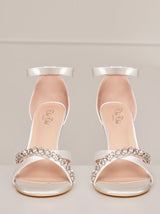 High Heel Diamante Cross Strap Sandals in White