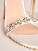 High Heel Diamante Strap Sandals in White