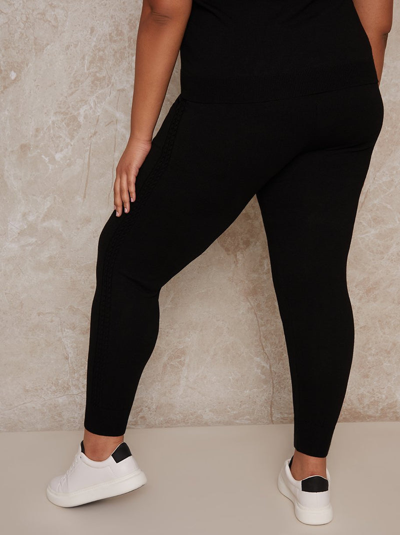 Plus Size Knitted Lounge Jogger in Black